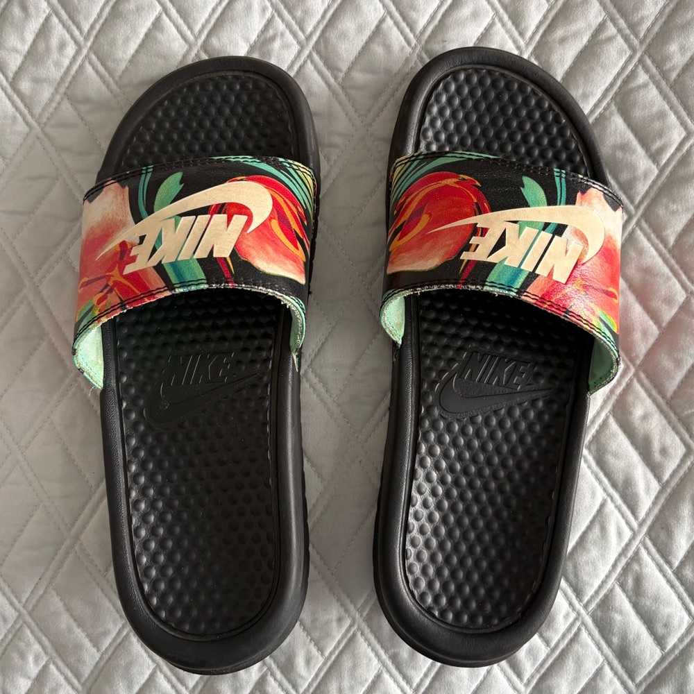 Nike Women's Tropical Slide Sandals - Black and Multicolor